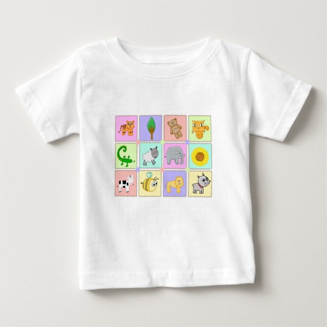 Camiseta De Bebé Niños cortos dibujando abejas perros elefantes de  (Anverso)