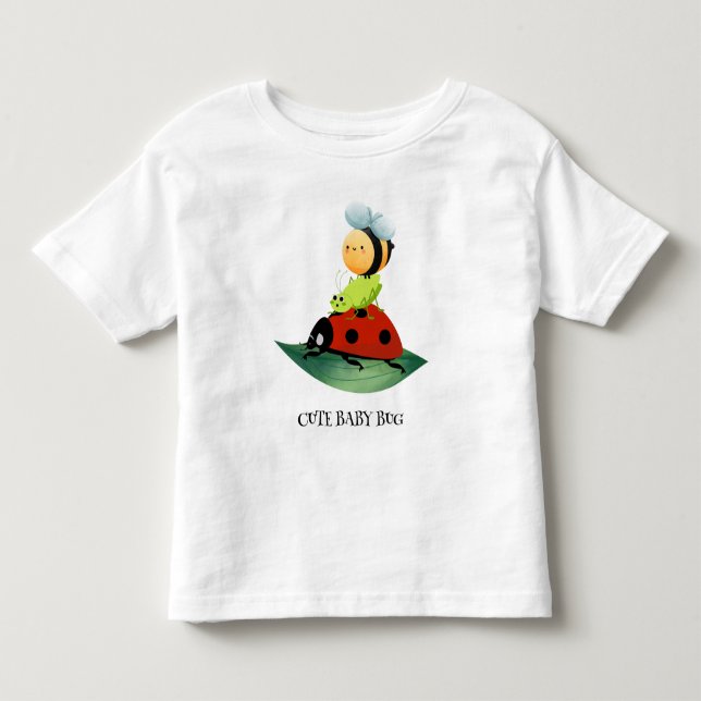 Camiseta De Bebé Niños Cute Red ladybug Bee insecto sobre hojas ver (Anverso)