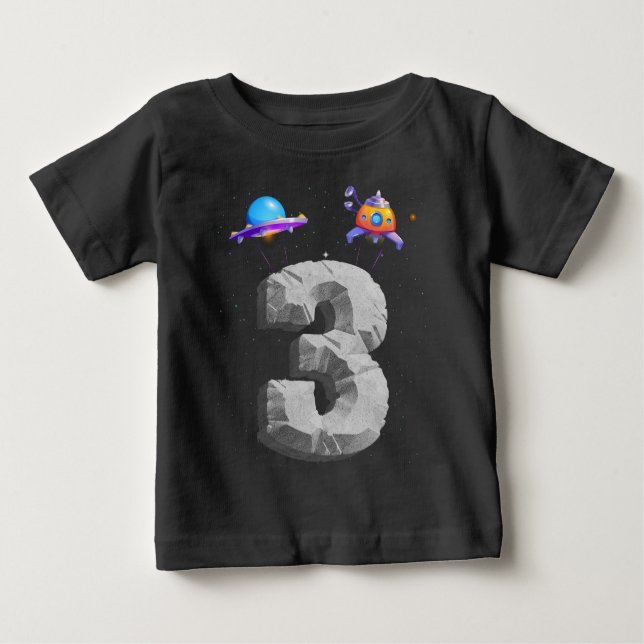 Camiseta De Bebé Niños de 3 años Astronauta de cumpleaños (Anverso)