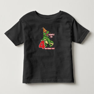 Camiseta De Bebé Niños de 4 años cumpleaños de dinosaurios 4º F