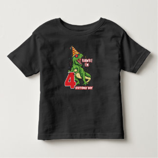 Camiseta De Bebé Niños de 4 años cumpleaños de dinosaurios 4º Fiest