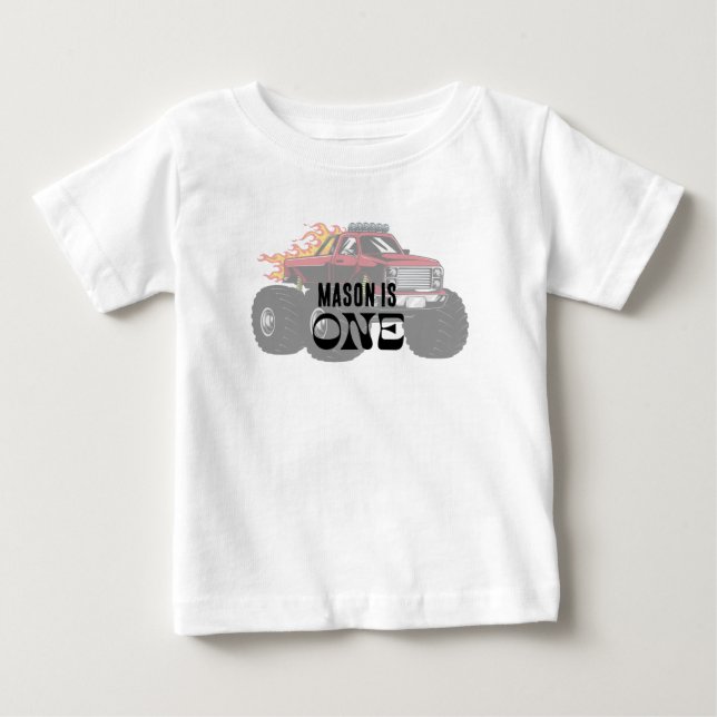 Camiseta De Bebé Niños de cumpleaños personalizados Monster Camiset (Anverso)