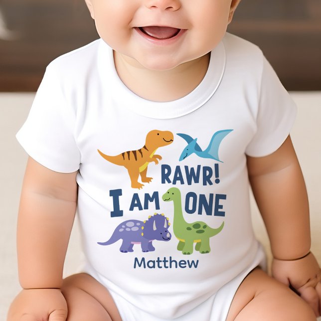 Camiseta De Bebé Niños de primer cumpleaños Rawr Dinosaurios Person (Subido por el creador)