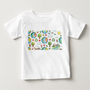 Camiseta De Bebé niños dibujando tierra crayón lápiz de color diseñ