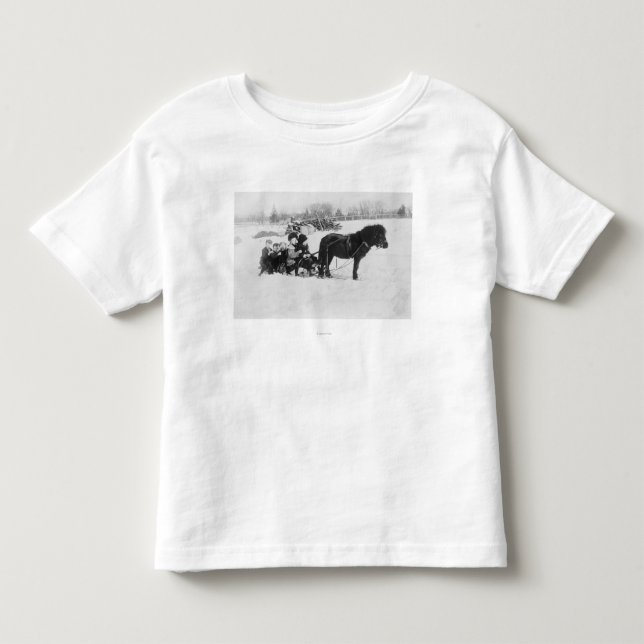Camiseta De Bebé Niños en la fotografía dibujada potro del trineo (Anverso)