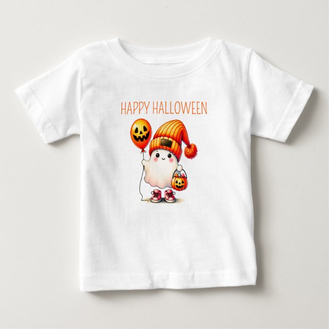 Camiseta De Bebé Niños guantes y calabazas felices Halloween (Anverso)