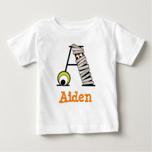 Camiseta De Bebé Niños HALLOWEEN Camisas de momia con Monograma Ini