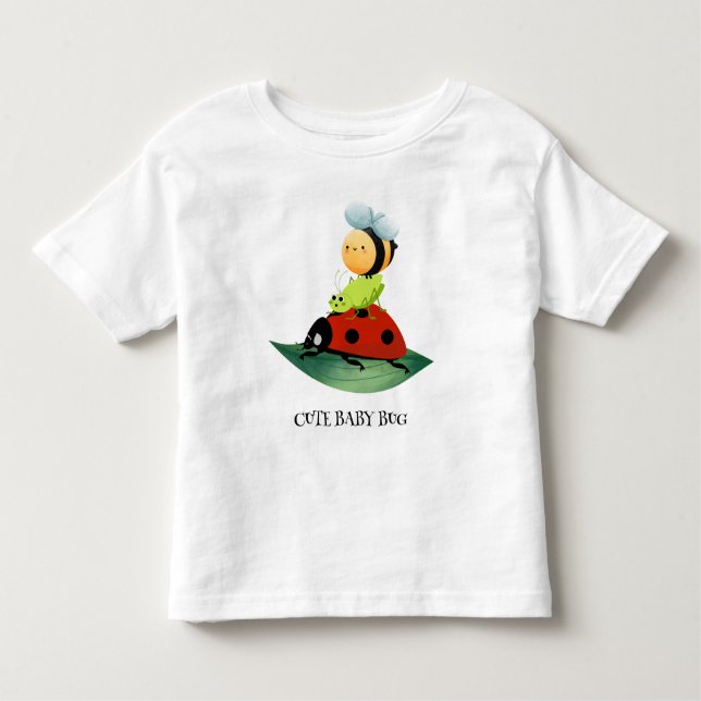 Camiseta De Bebé Niños lindo mariquita abeja insecto rojo en hoja v (Anverso)