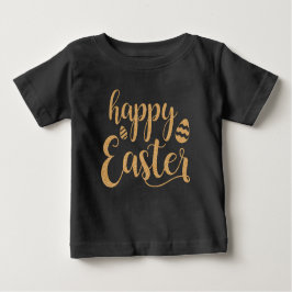 Camiseta De Bebé Niños Lindos Feliz Pascua Negro Oro