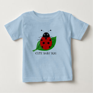 Camiseta De Bebé Niños Lindos mariquita acuarela en hoja verde