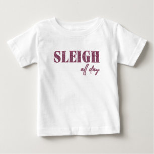 Camiseta De Bebé Niños minimalistas rosados todo el día en trineo