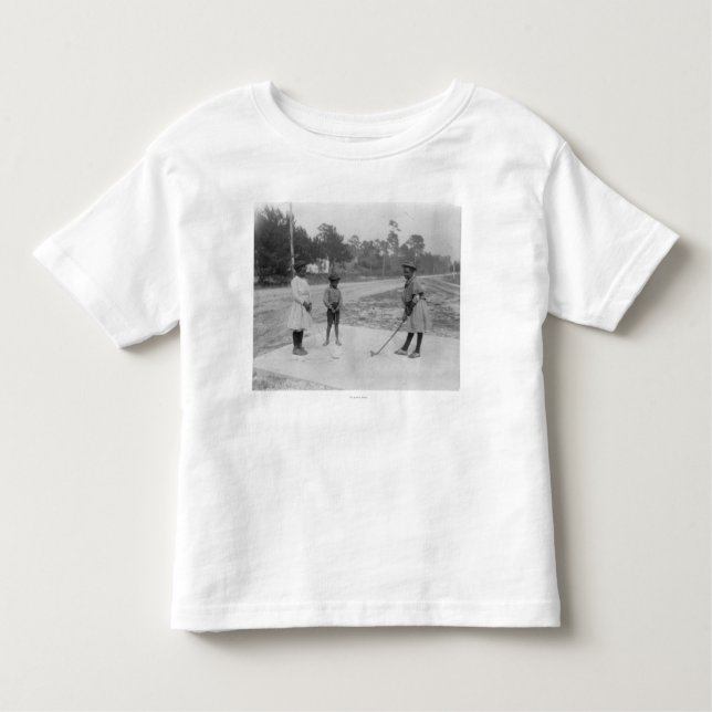 Camiseta De Bebé Niños negros que juegan la fotografía del golf (Anverso)