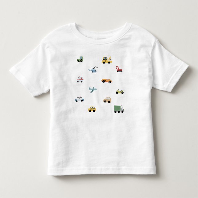 Camiseta De Bebé Niños Patrón de Coche de Transporte Bonito Monogra (Anverso)