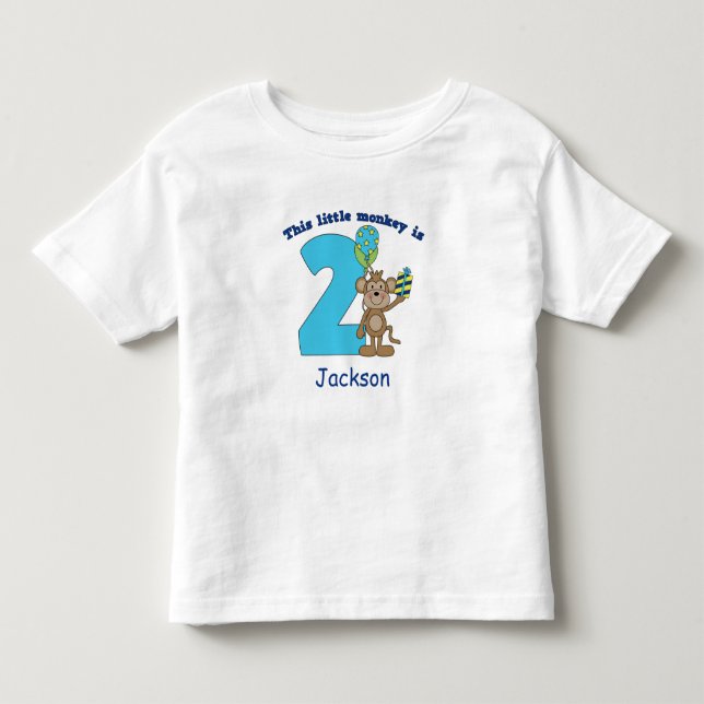 Camiseta De Bebé Niños pequeños monos 2º cumpleaños personalizados (Anverso)