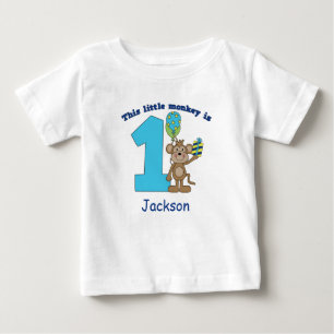 Camiseta De Bebé Niños pequeños monos primer cumpleaños personaliza
