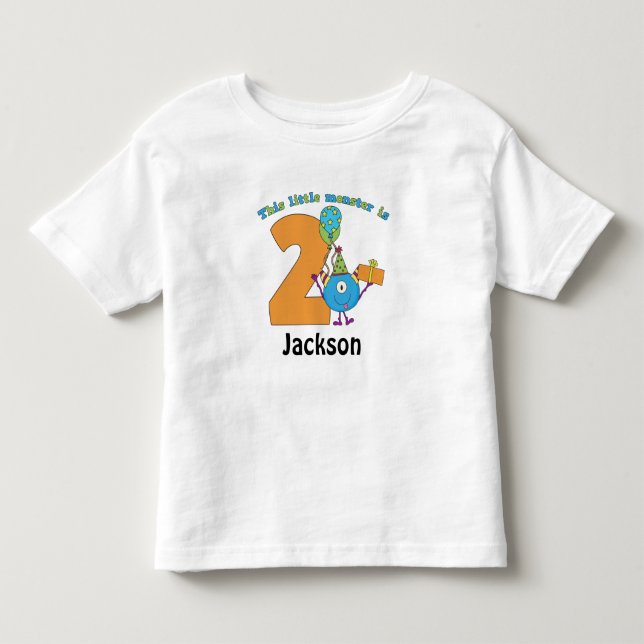 Camiseta De Bebé Niños pequeños monstruos 2 cumpleaños personalizad (Anverso)