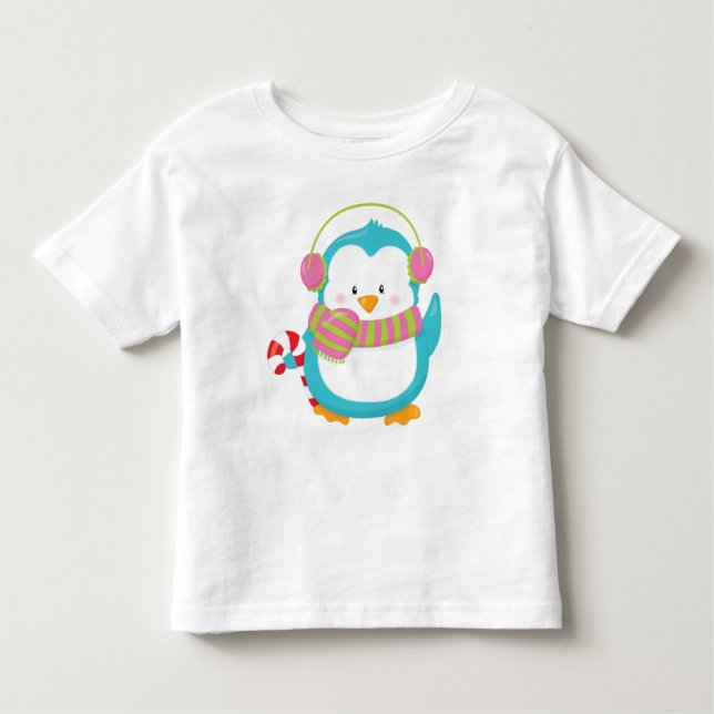 Camiseta De Bebé Niños pequeños Navidades del Guay Hipster Penguin  (Anverso)