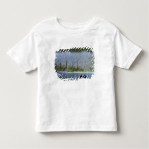 Camiseta De Bebé Niños pescando en canoa con niebla en