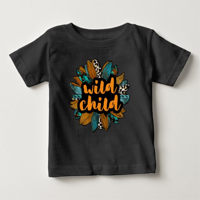 Camiseta De Bebé Niños silvestres con animales de girasol Imprimir  (Anverso)