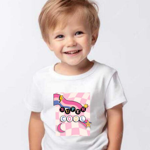Camiseta De Bebé Niños Super Guay Blancos Y Rosa
