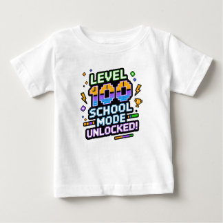 Camiseta De Bebé Nivel 100 Modo Escuela Desbloqueado 100º Día de Es