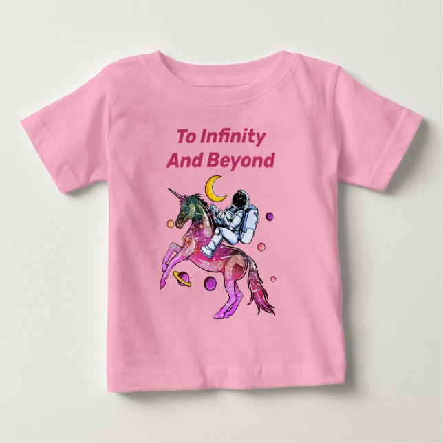 Camiseta De Bebé Niza Astronauta Monta Espacial Unicornio (Anverso)