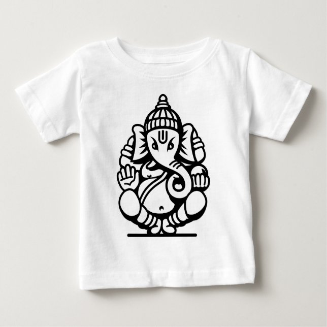 Camiseta De Bebé No. 4 (negro) del elefante de Ganesha (Anverso)
