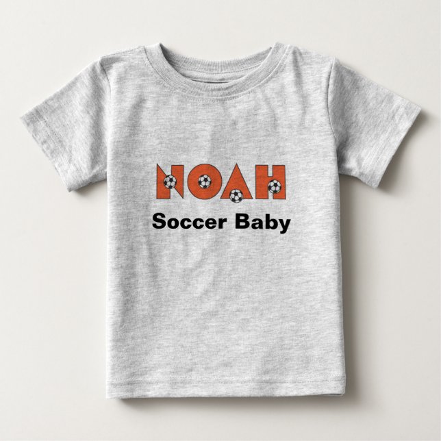 Camiseta De Bebé Noah en Naranja de fútbol (Anverso)