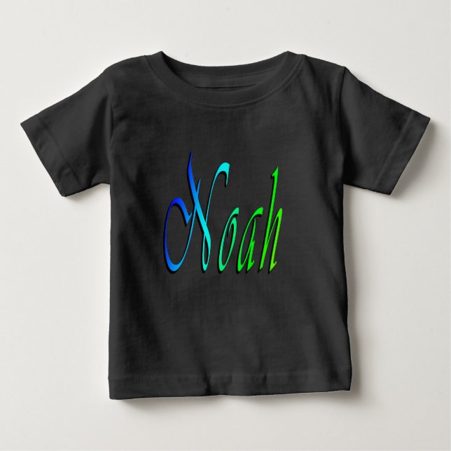 Camiseta De Bebé Noah, nombre, logo, camiseta negra del bebé (Anverso)