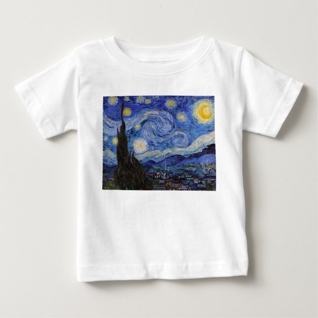 Camiseta De Bebé Noche estrellada: Saint Remy de Vincent Van Gogh (Anverso)