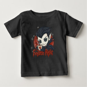Camiseta De Bebé Noche fantástica. Vampiro lindo con una taza de ca