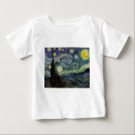 Camiseta De Bebé Noche Starry - van Gogh<br><div class="desc">Desde la lámpara de Nuenen del minero hasta la que colocó en su ventana siguiendo la escena con Gauguin; desde la estrella de la noche que observó en 1875 en Corot Olive Orchard hasta la carta que le escribió a su hermano en agosto de 1888, en la que decía: "Algún...</div>