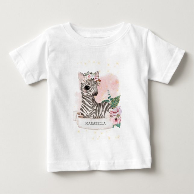 Camiseta De Bebé *~* Nombra de cebra bebé Nursery Jungle Sweet Chic (Anverso)
