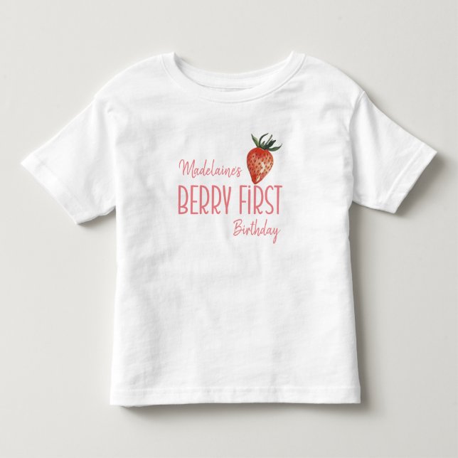 Camiseta De Bebé Nombramiento de fresa 1er cumpleaños de Berry (Anverso)