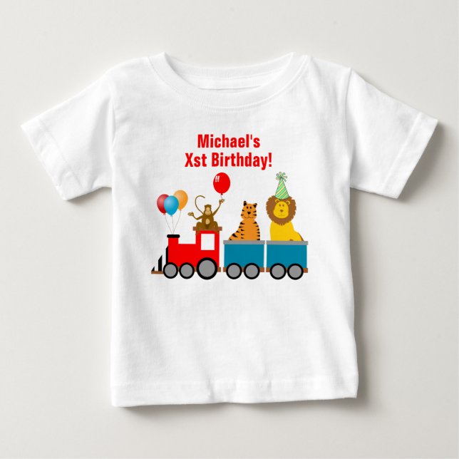 Camiseta De Bebé Nombramiento Nacimiento Niño Zoológico Safari Tren (Anverso)