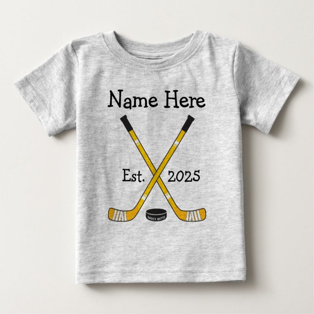 Camiseta De Bebé Nombramiento personalizado de bebé de hockey Año d (Anverso)