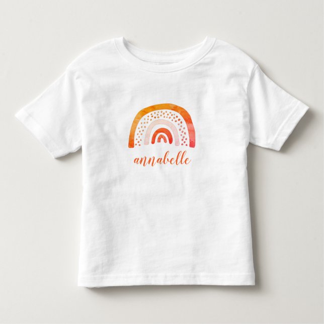 Camiseta De Bebé Nombran arcoiris Naranja personalizado (Anverso)