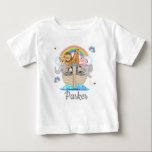 Camiseta De Bebé Nombran Noahs Ark Animals Rainbow Birthday Kids<br><div class="desc">Camiseta personalizada Noahs ark y animales para cumpleaños de bebé o cualquier ocasión. © Graphic Garden</div>