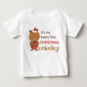 Camiseta De Bebé Nombrar oso primera Navidad