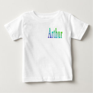 Camiseta De Bebé Nombre Arthur diseñado en verde y azul,