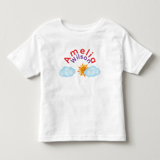 Camiseta De Bebé Nombre Bonito en Sol Brillante y Nube de Arcoíris