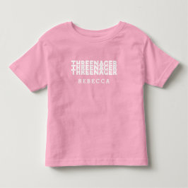 Camiseta De Bebé Nombre con Letra Retro Threenager Texto Blanco