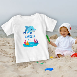 Camiseta De Bebé Nombre de animales marinos delfín lindo