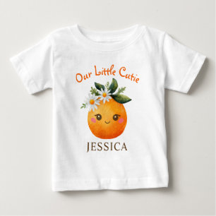 Camiseta De Bebé Nombre de bebé Little Cutie Watercolor Naranja Fru