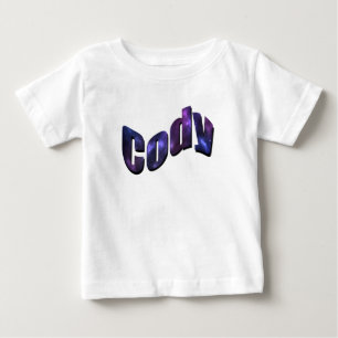 Camiseta De Bebé Nombre de Cody hecho con nubes de nebulosa azul,