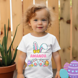 Camiseta De Bebé Nombre de conejito del Chica de Pascua Feliz