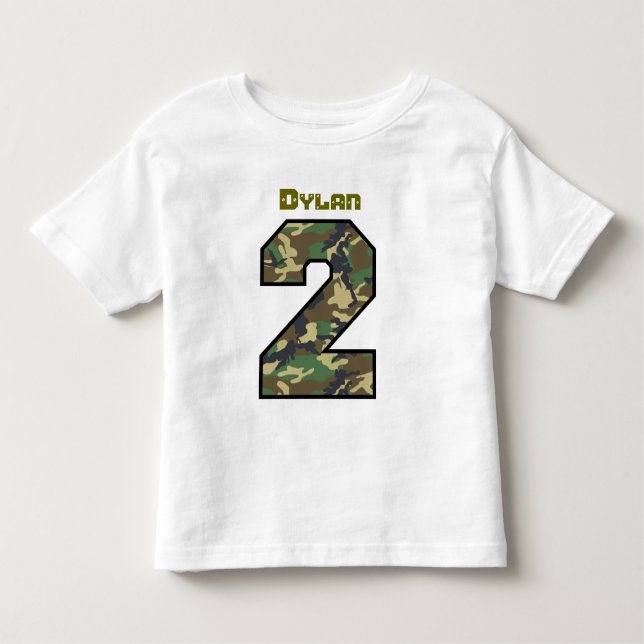 Camiseta De Bebé Nombre de encargo V028 de Camo del 2do cumpleaños (Anverso)