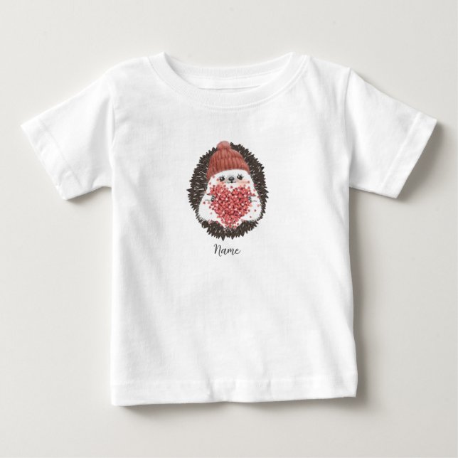 Camiseta De Bebé Nombre de Erizo Lindo Corazón Rosa (Anverso)