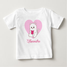 Camiseta De Bebé Nombre de gato personalizado rosa kawaii corazón m