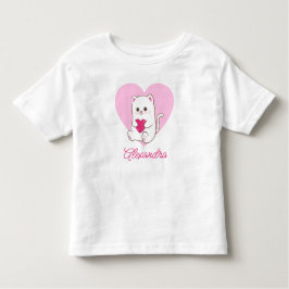 Camiseta De Bebé Nombre de gato personalizado rosa kawaii corazón m